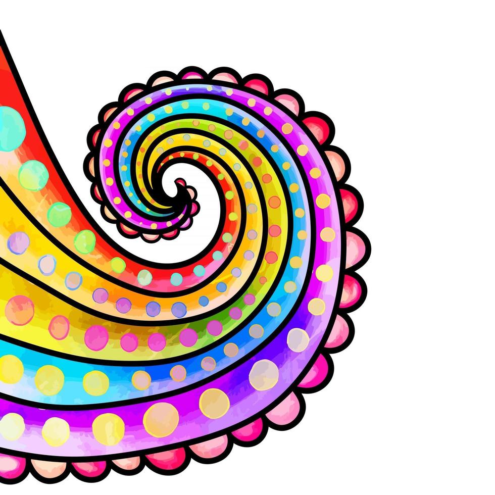 aquarela pontilhada borda espiral vetor