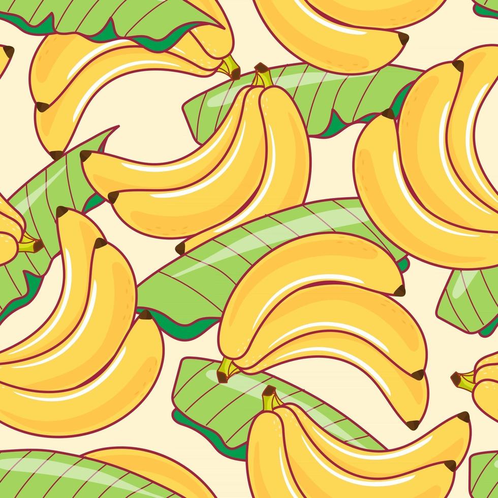 sem costura padrão banana e folha em fundo branco. ilustração vetorial. vetor