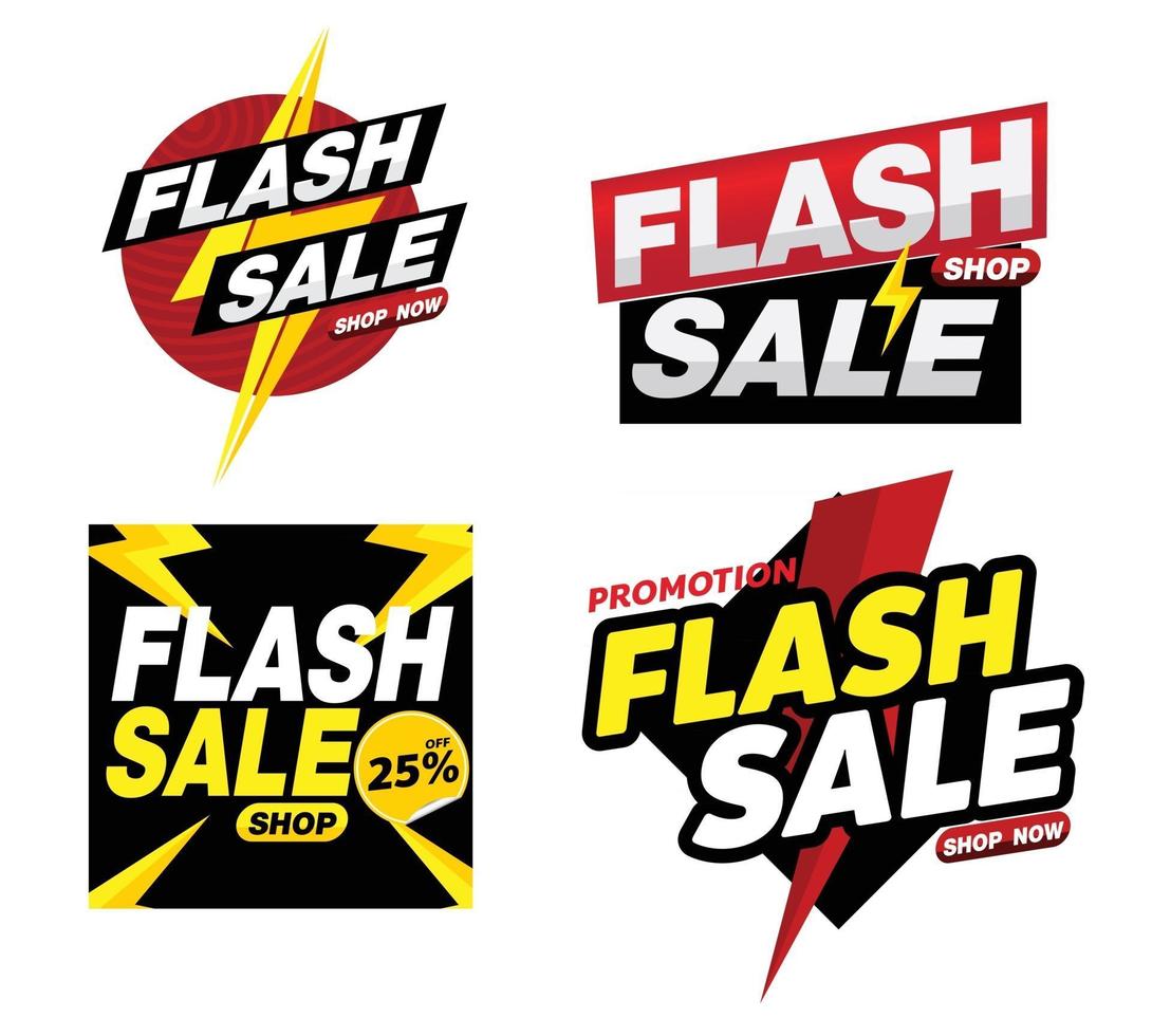 design de tag de promoção de banner de venda flash vetor