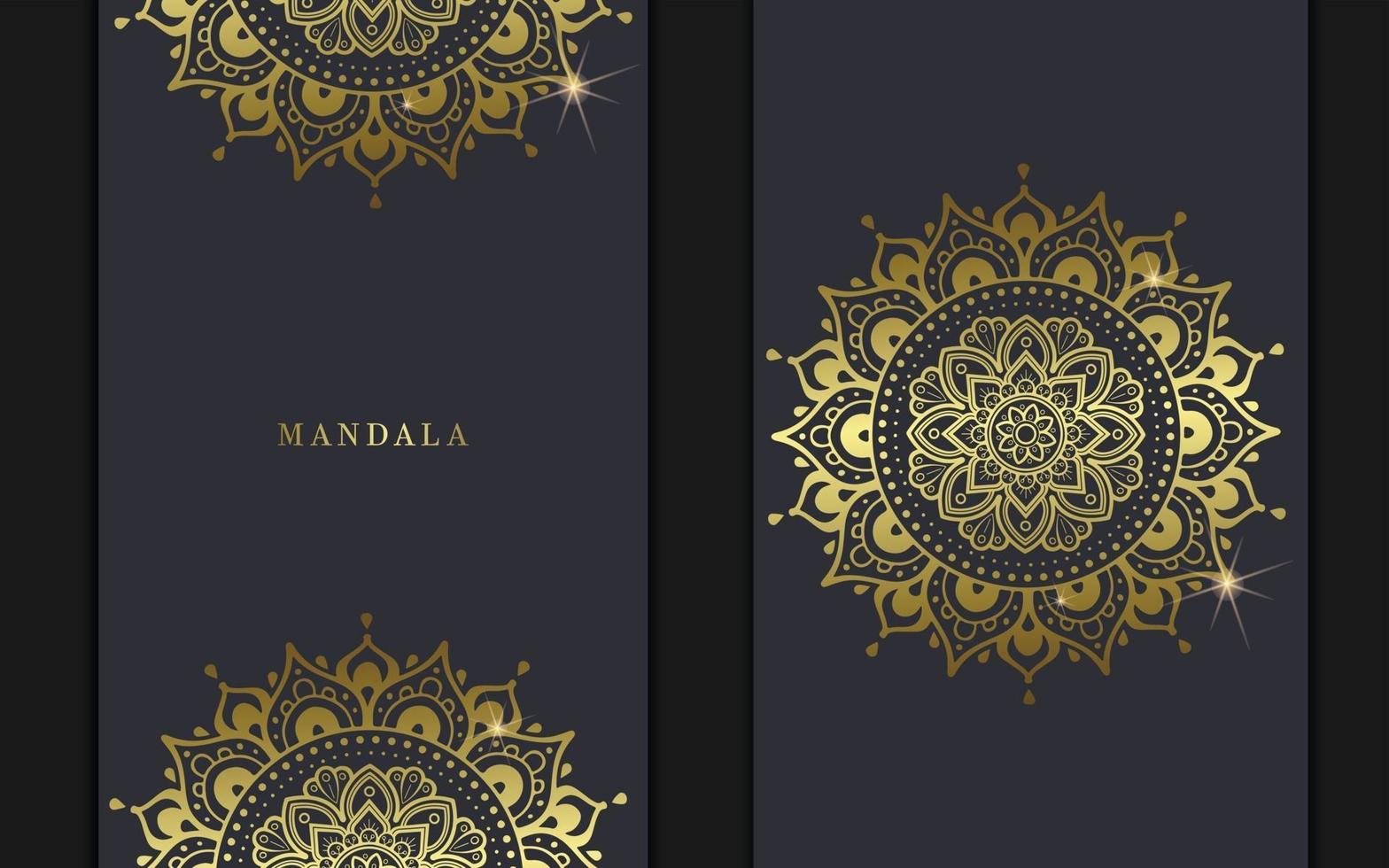 Fundo ornamentado de mandala de ouro de luxo para convite de casamento, capa do livro com elemento de mandala vetor premium