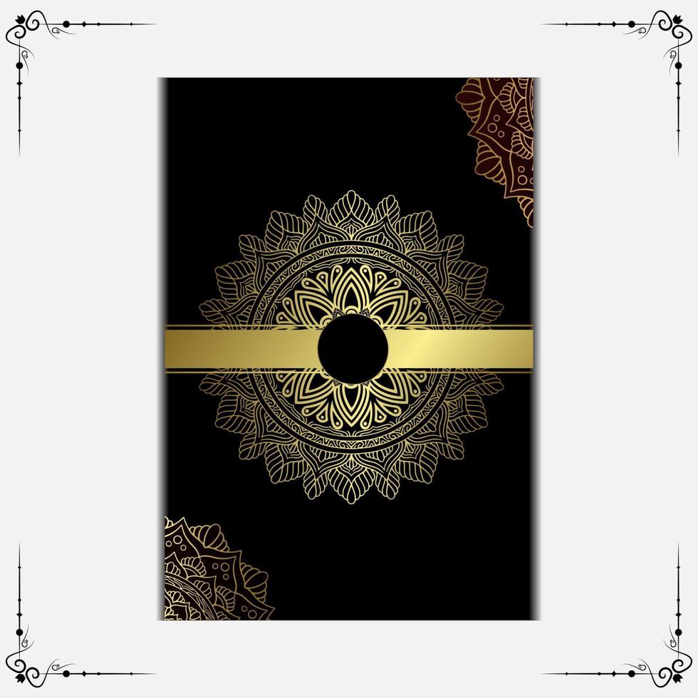 Fundo ornamentado de mandala de ouro de luxo para convite de casamento, capa do livro com elemento de mandala vetor premium