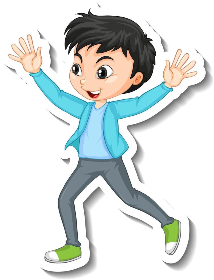 desenho de adesivo com personagem de um menino feliz vetor