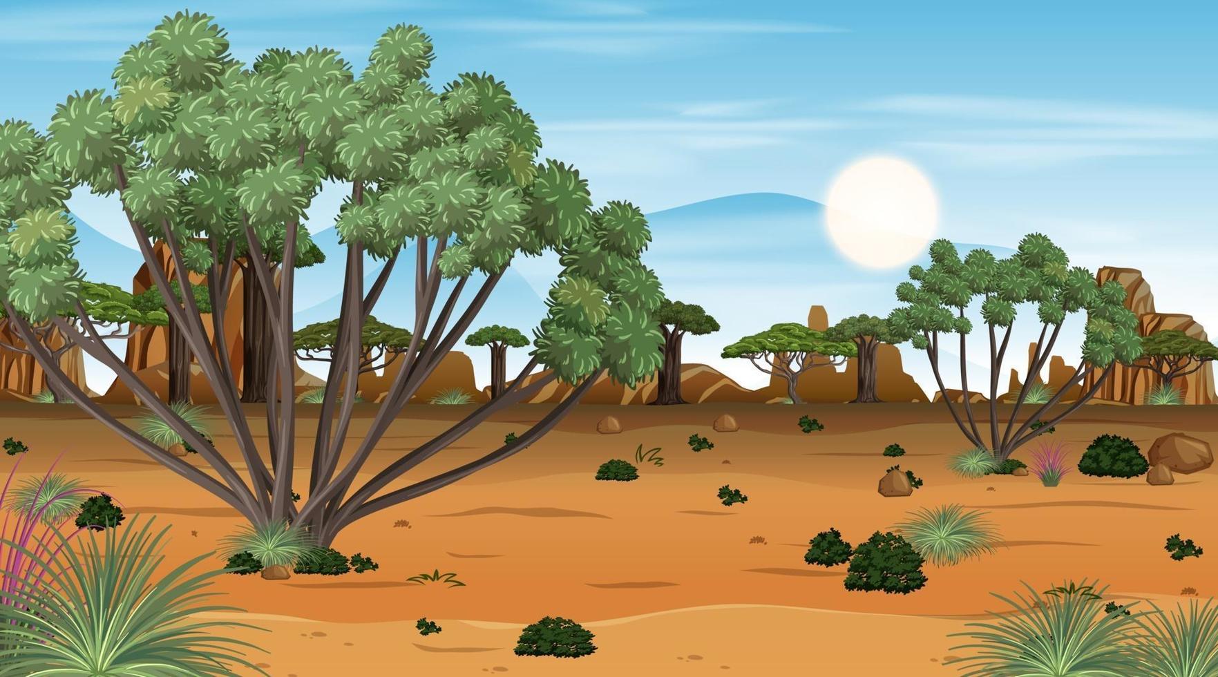 paisagem de floresta de savana africana durante o dia vetor