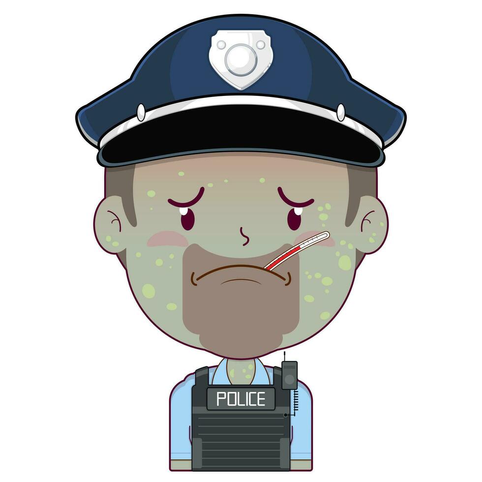 policial pandemia face desenho animado fofa vetor