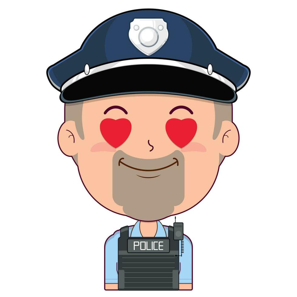 policial dentro amor face desenho animado fofa vetor