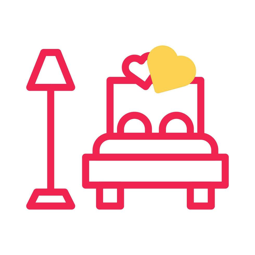 cama ícone duotônico amarelo vermelho estilo namorados ilustração símbolo perfeito. vetor
