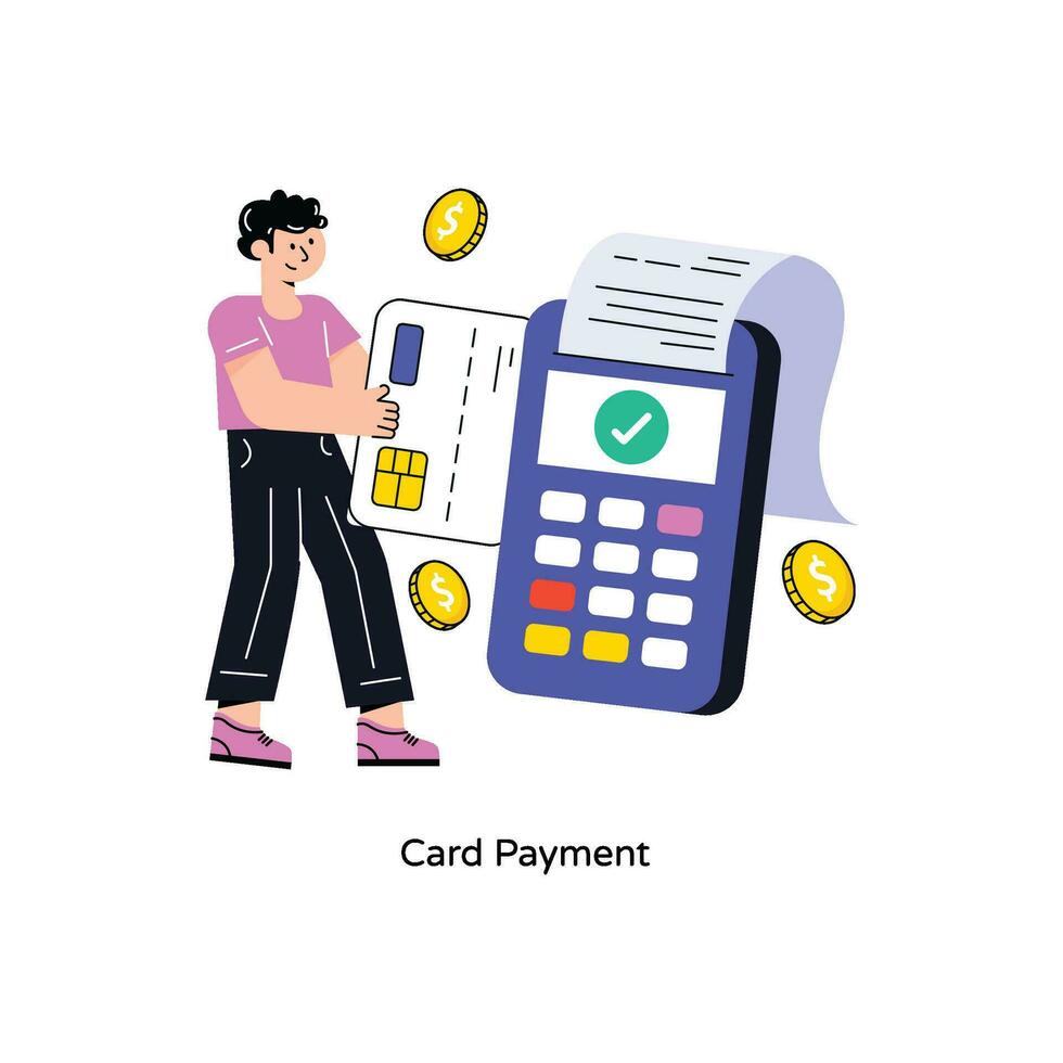 ilustração em vetor design de estilo plano de pagamento com cartão. ilustração de estoque
