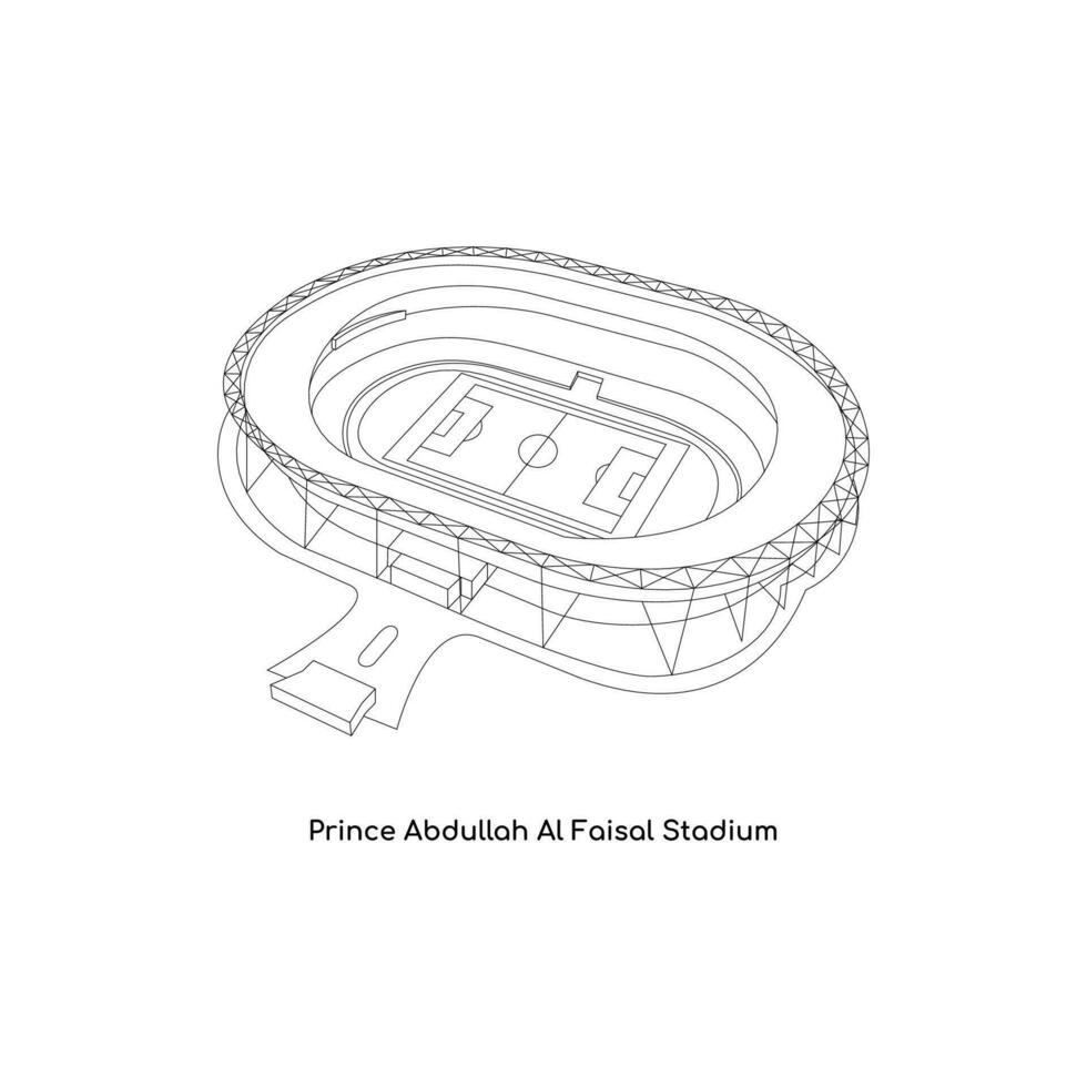 linha arte Projeto do saudita Arábias internacional estádio, Principe abdullah al Faisal estádio dentro Jeddah cidade vetor