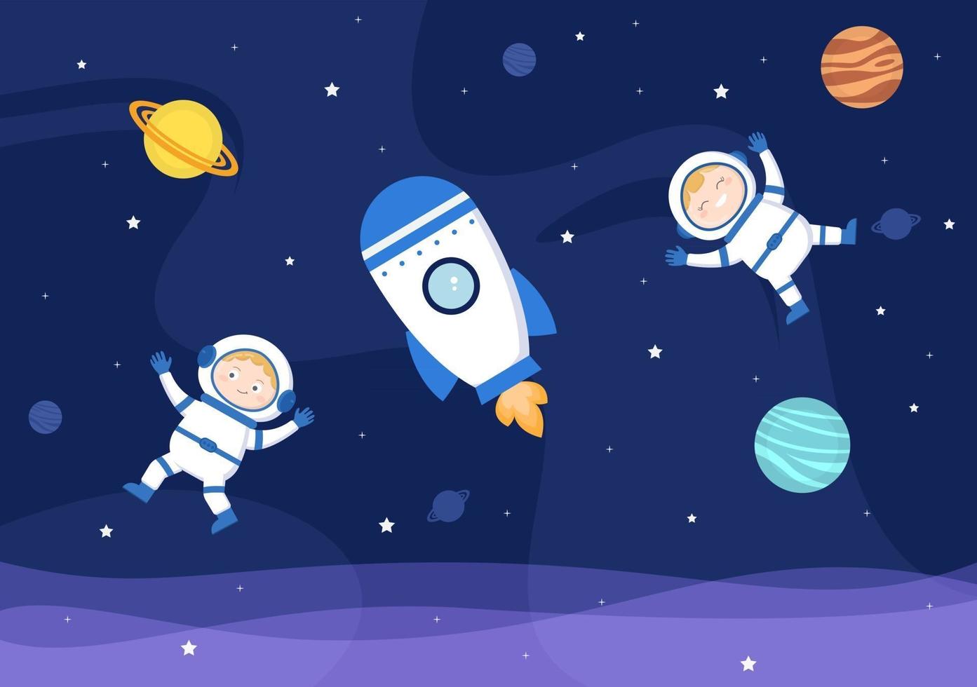 astronauta fofo na ilustração de fundo do espaço vetor