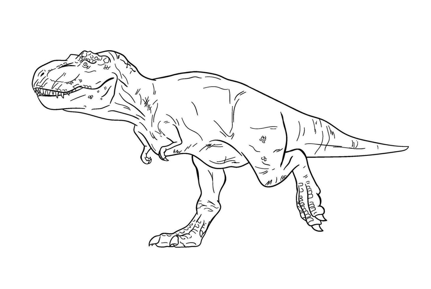 tiranossauros rex, ou t-rex, estava uma dinossauro pré-histórico criatura. linha arte ilustração adequado para elemento, crianças livro etc. vetor