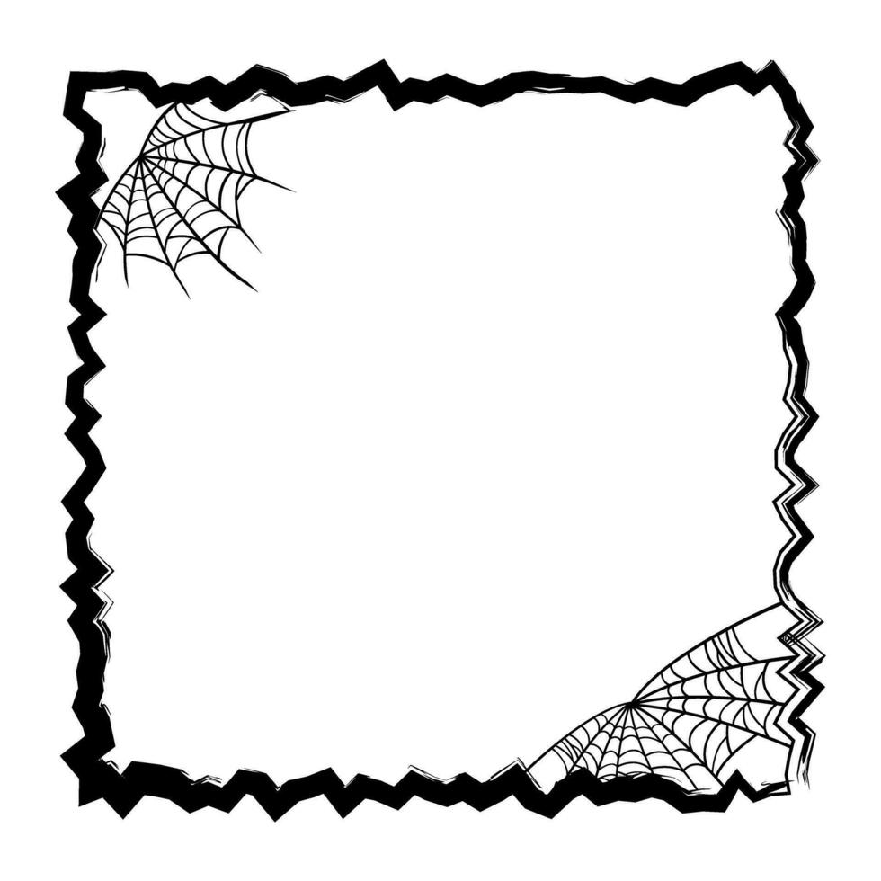 dia das Bruxas quadro, Armação ilustração com aranha rede em Preto vetor