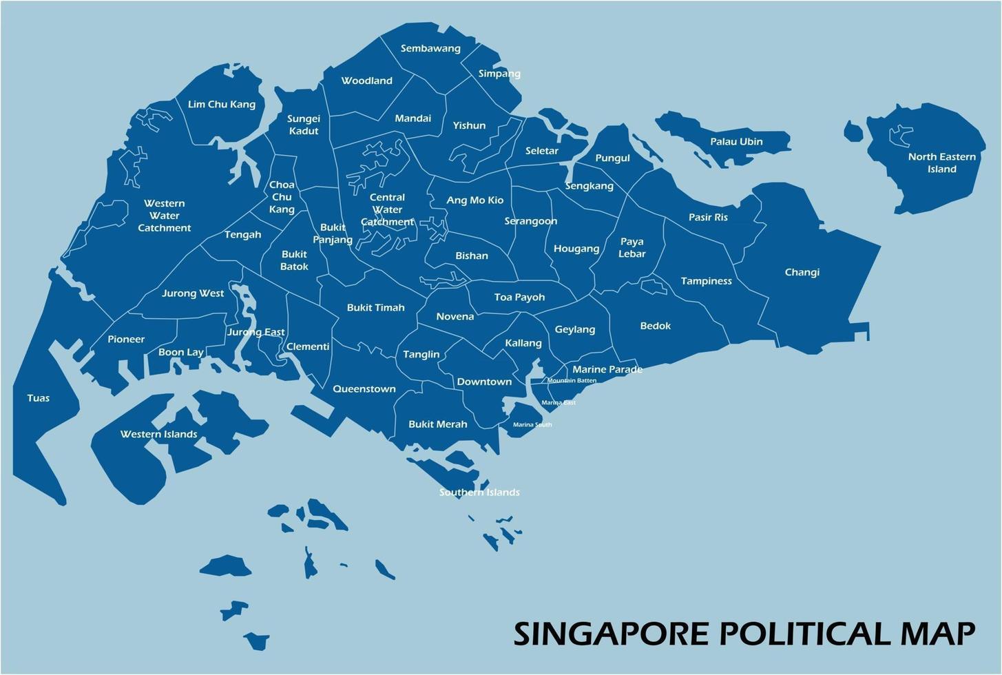 mapa político de Singapura dividido por estilo de simplicidade de contorno colorido de estado. vetor
