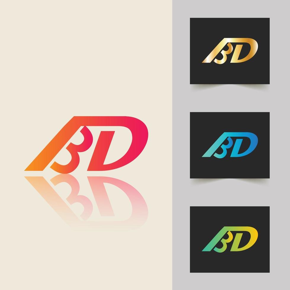 logotipo da letra bd design gradiente abstrato profissional vetor