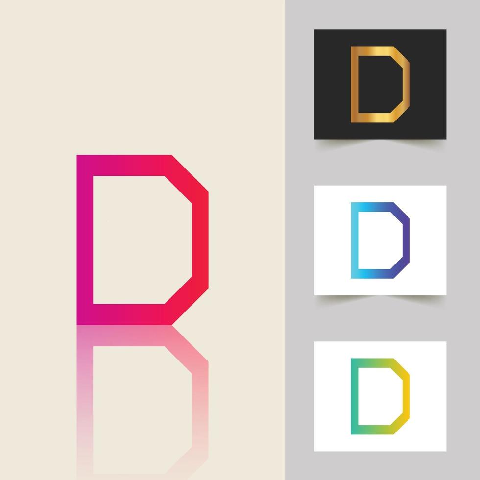 d letter logo design gradiente abstrato profissional vetor