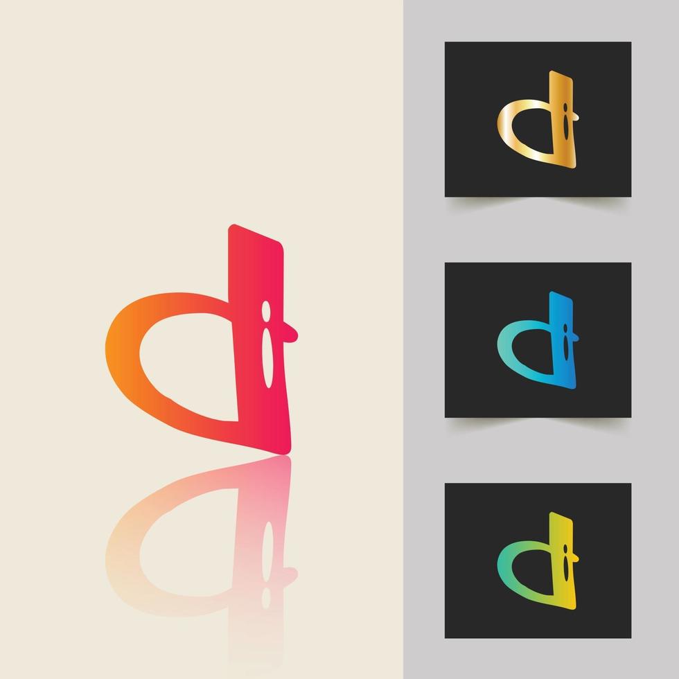 d letter logo design gradiente abstrato profissional vetor