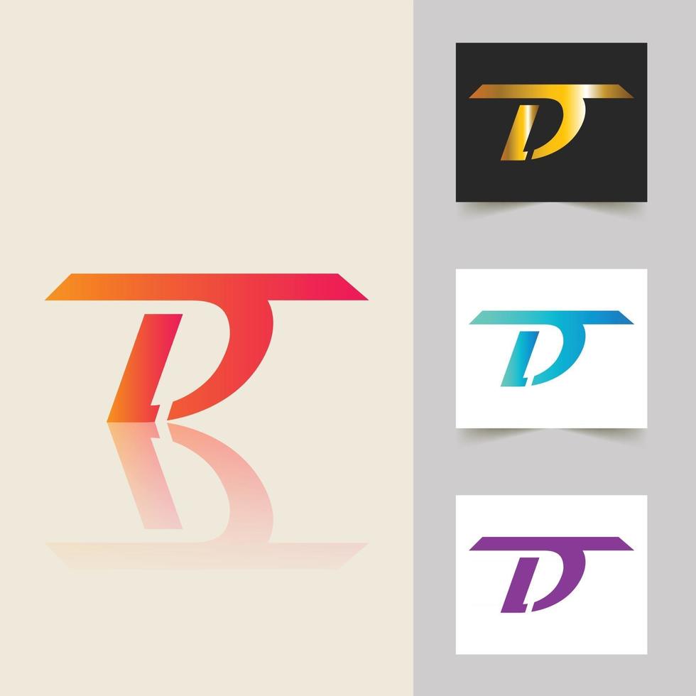 d letter logo design gradiente abstrato profissional vetor