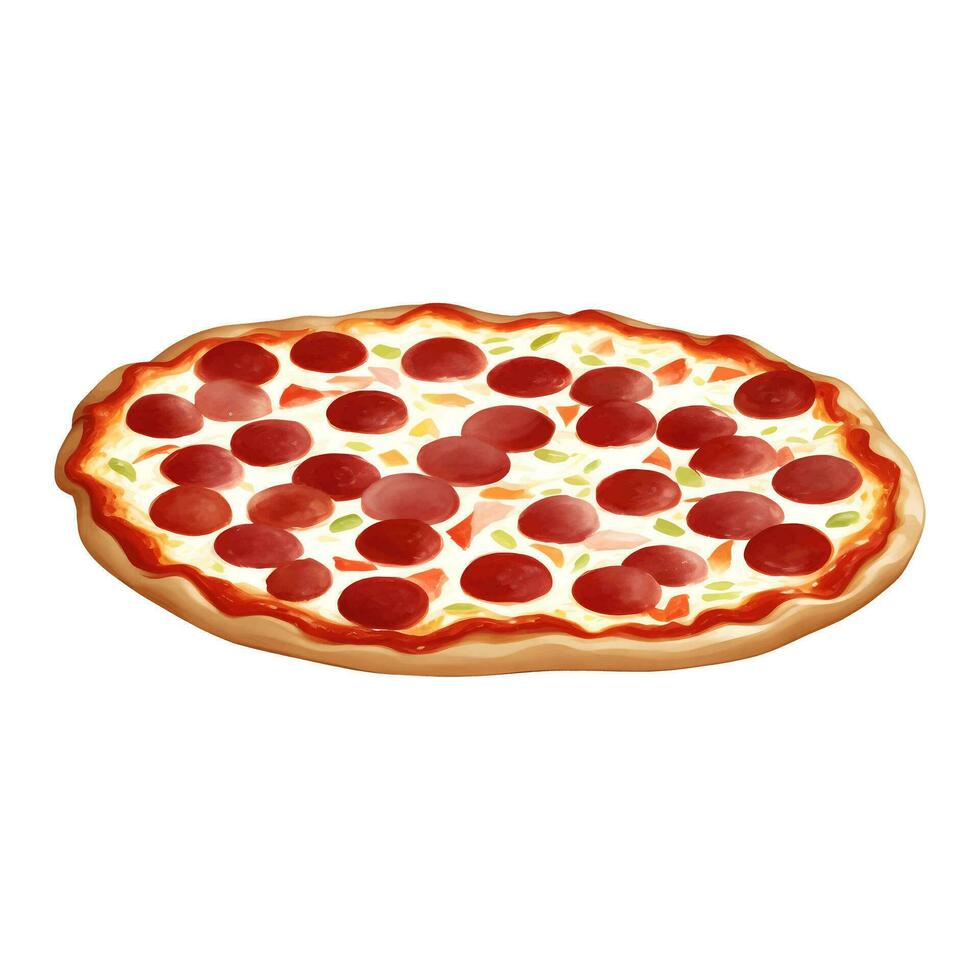 calabresa queijo pizza isolado detalhado mão desenhado pintura ilustração vetor