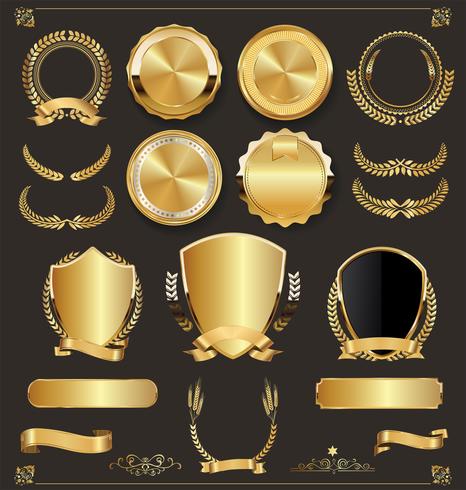 Coleção de ilustração vetorial retrô distintivo dourado vetor