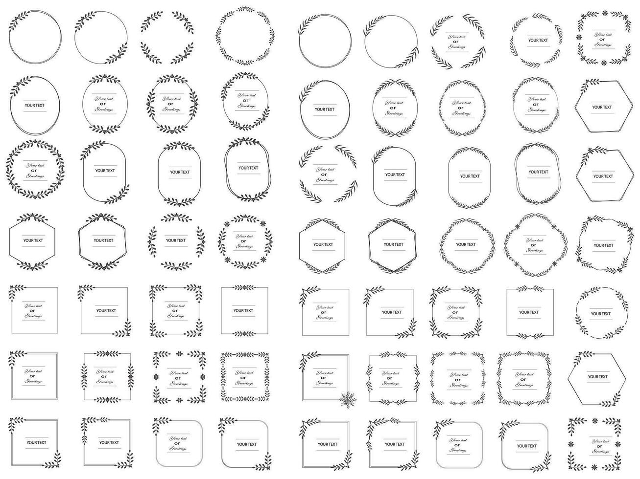 floral grinaldas, grande conjunto do floral volta quadros vetor ilustração. perfeito para convites, cumprimento cartões, citações, blogs, Casamento quadros, cartazes e Mais