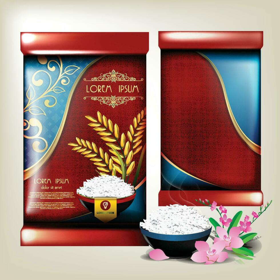 arroz pacote Comida logotipo produtos e tecido artes, bandeira e poster modelo vetor