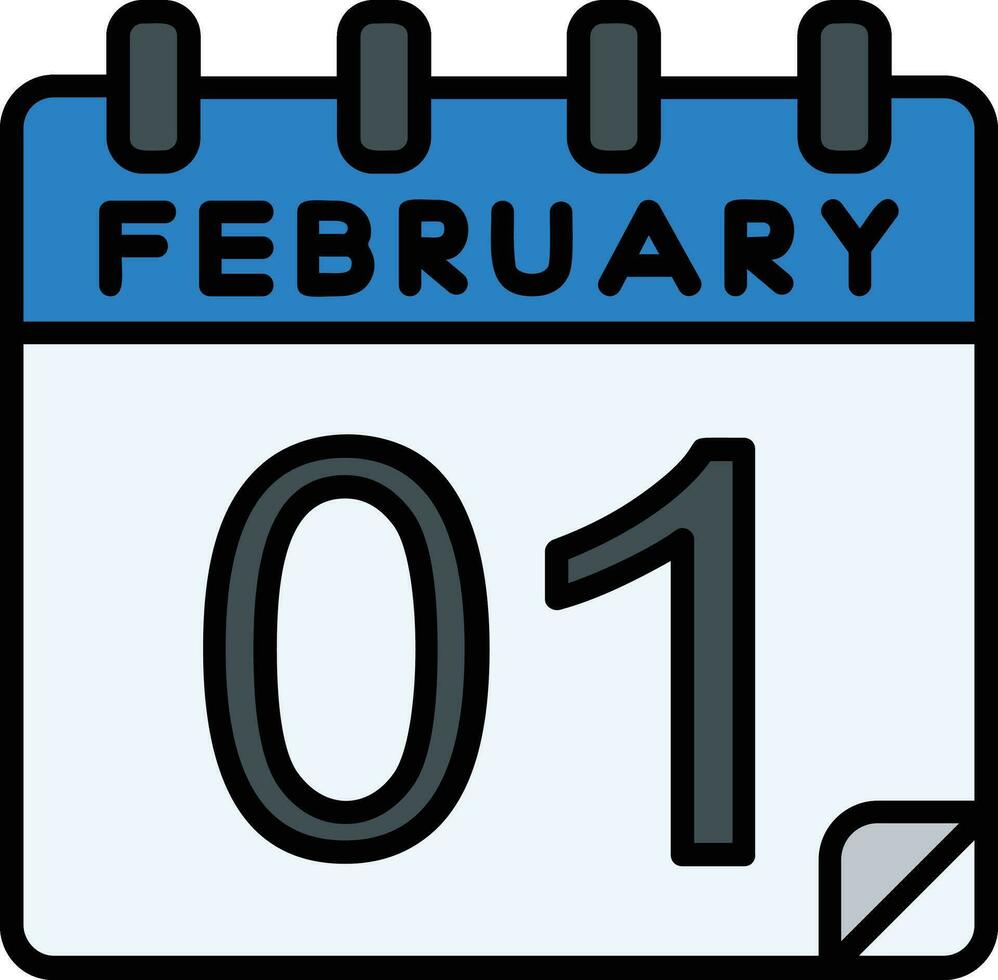 1 fevereiro preenchidas ícone vetor