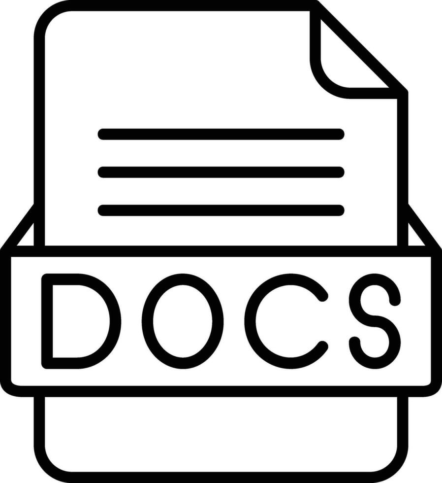 docs Arquivo formato linha ícone vetor