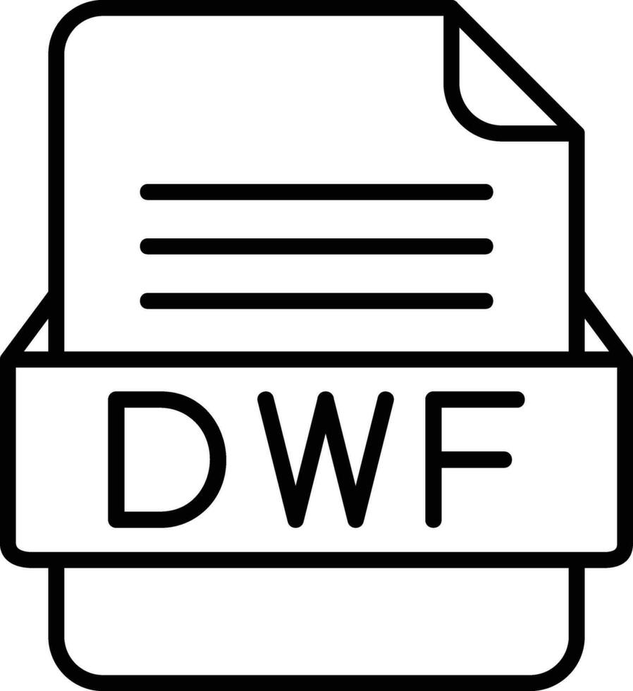 dwf Arquivo formato linha ícone vetor