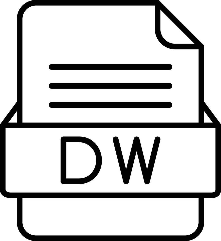 dw Arquivo formato linha ícone vetor