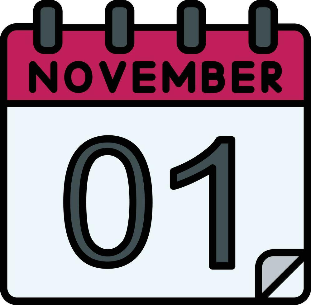 1 novembro preenchidas ícone vetor