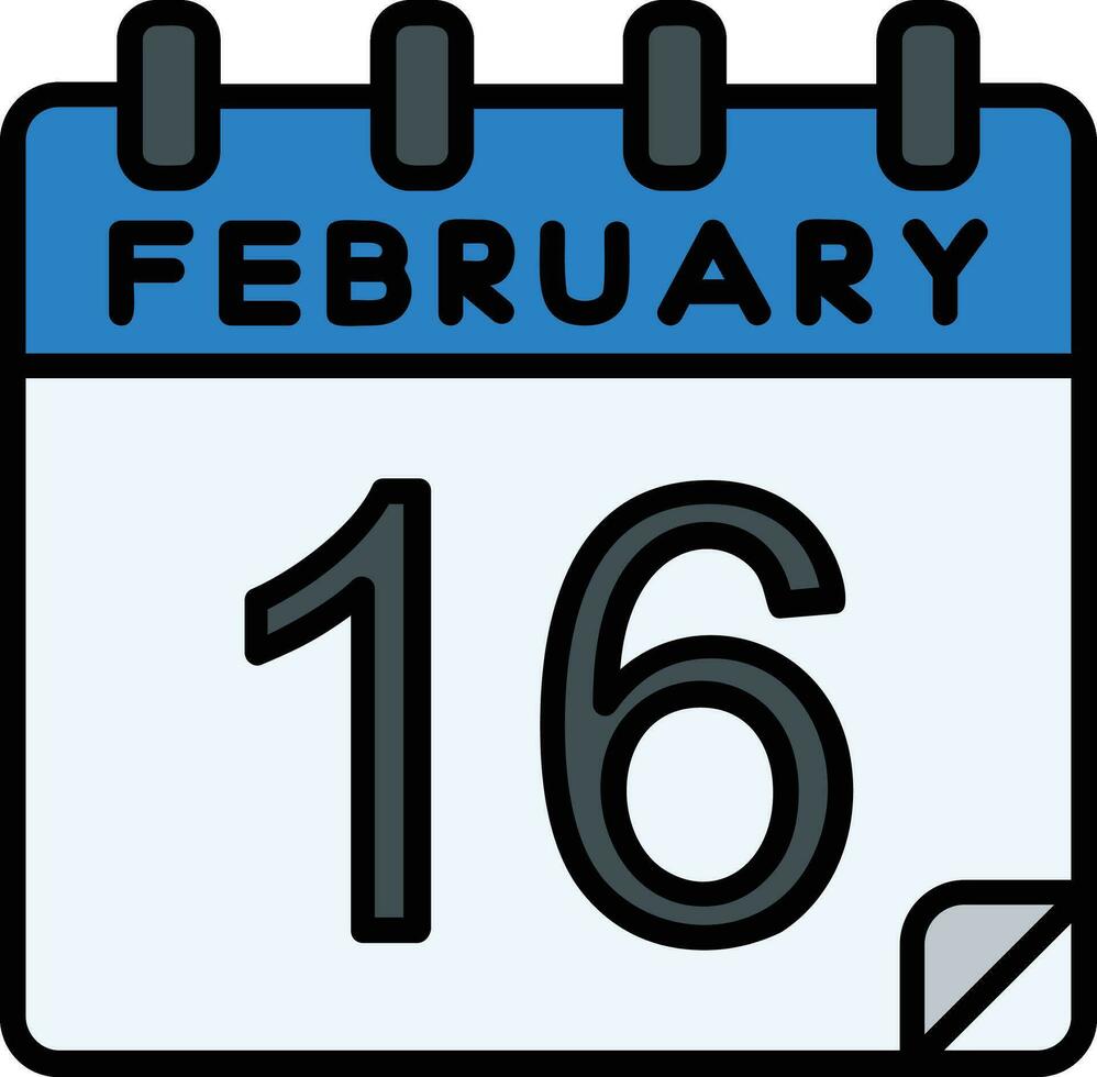 16 fevereiro preenchidas ícone vetor