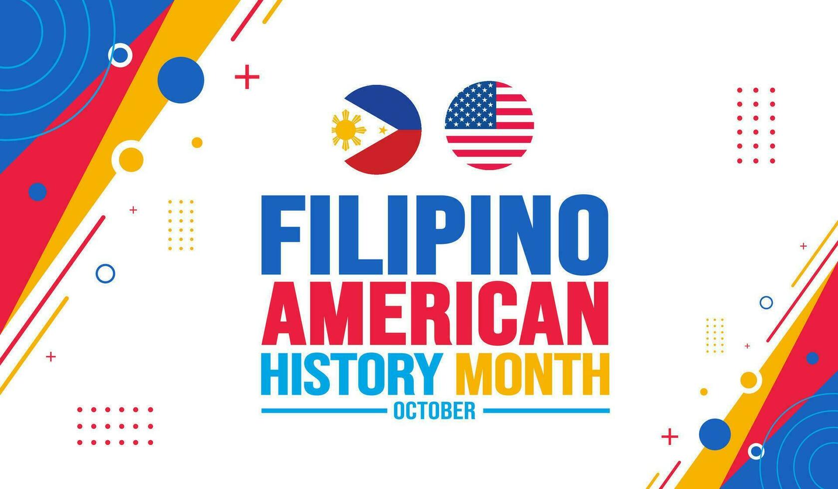 Outubro é filipino americano história mês fundo modelo. feriado conceito. fundo, bandeira, cartaz, cartão, e poster Projeto modelo com texto inscrição e padrão cor. vetor