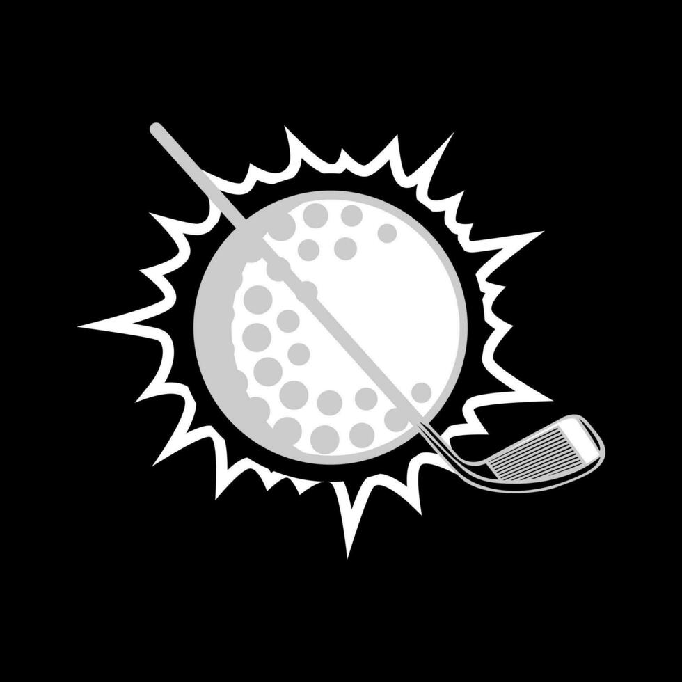 golfe logotipo com bola e bastão golfe em Preto fundo vetor inspiração, Projeto elemento para logotipo, poster, cartão, bandeira, emblema, t camisa. vetor ilustração