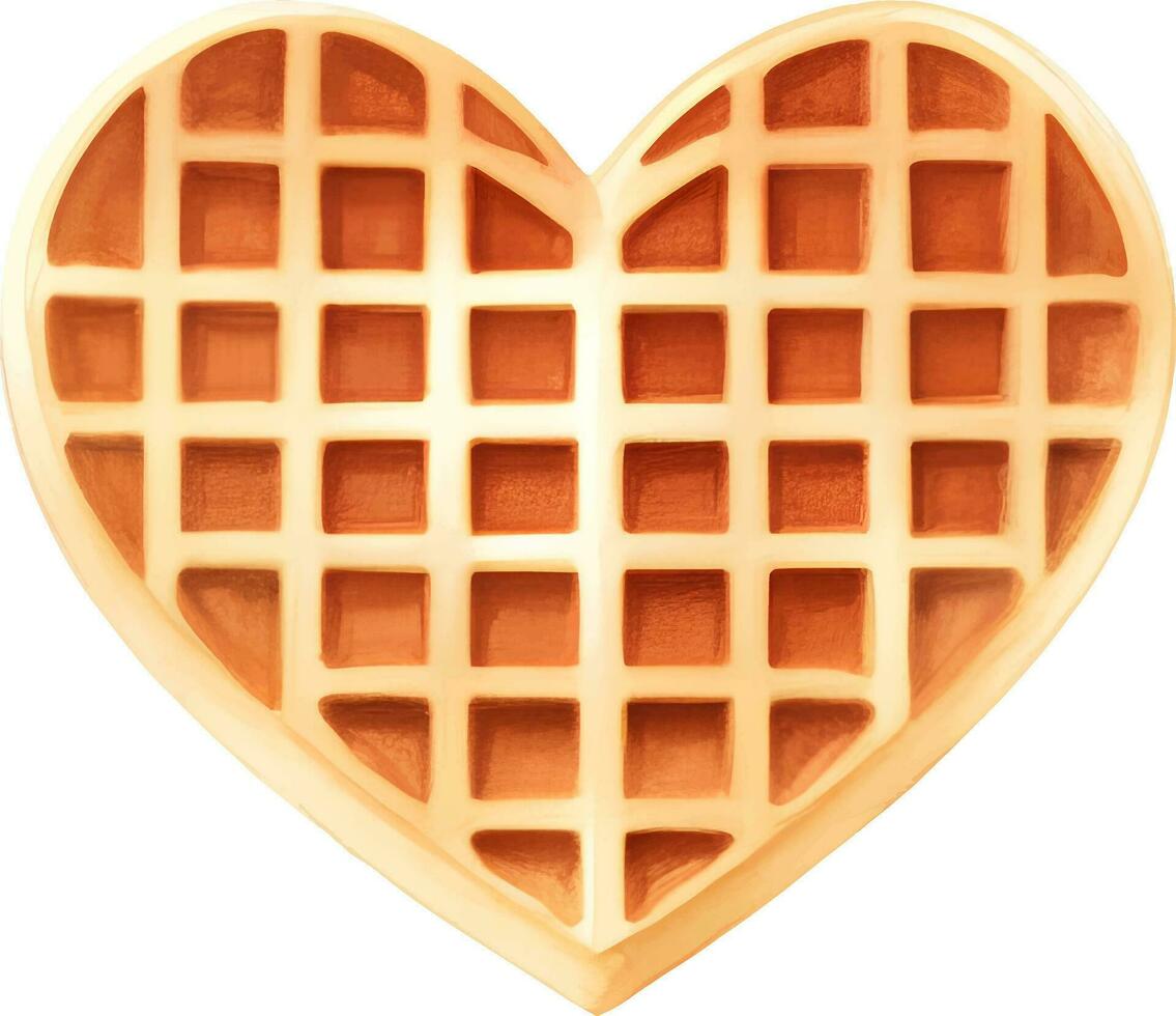 coração em forma waffle isolado mão desenhado pintura ilustração vetor