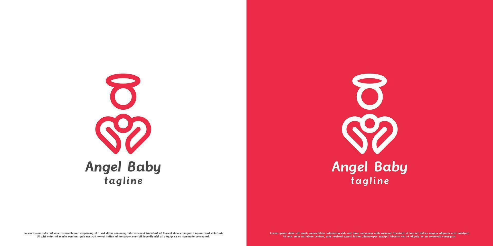 mãe bebê amor logotipo Projeto ilustração. silhueta do anjo forma mãe filho criança criança amor coração afeição abraço pais família . simples moderno minimalista feliz chique Cuidado ícone símbolo conceito. vetor