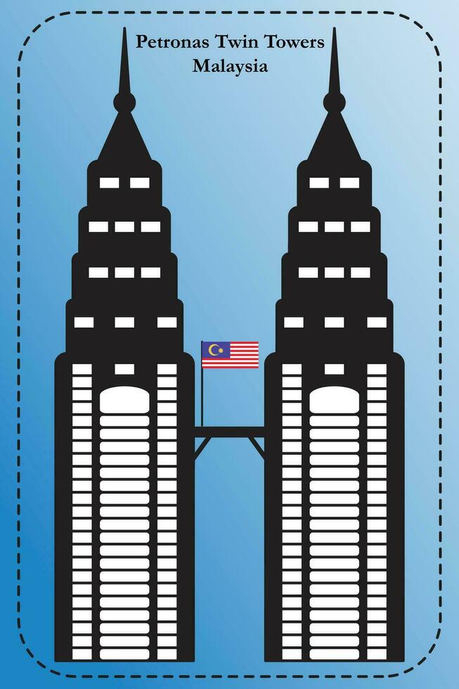 petronas gêmeo torres Malásia vetor ilustração estilo para adesivos e cumprimento cartões