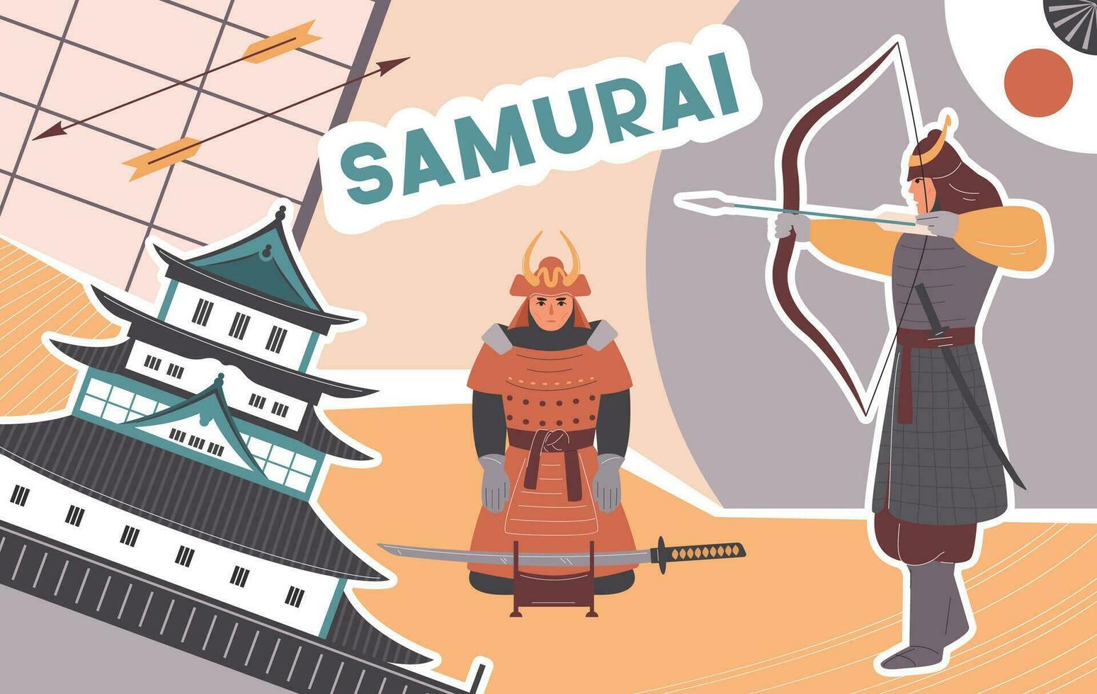 samurai plano ilustração vetor