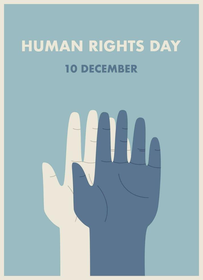 poster para humano direitos dia com mãos vetor ilustração
