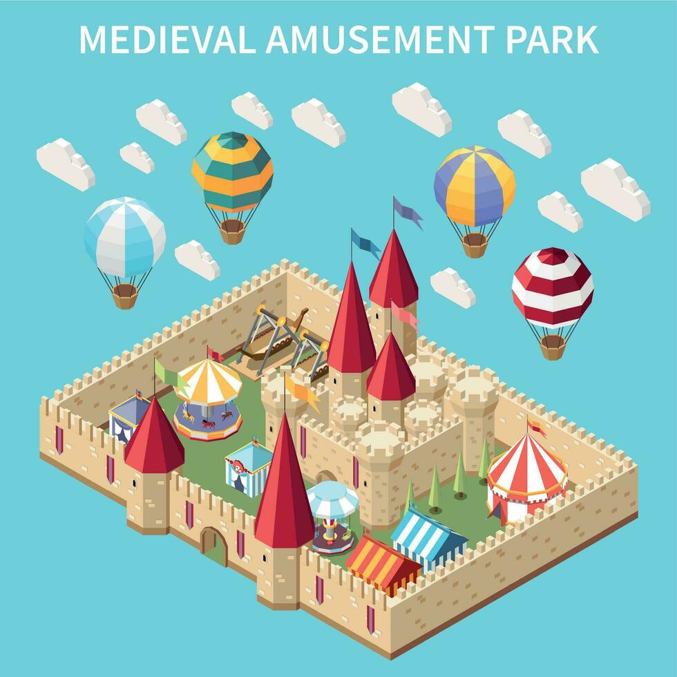 medieval diversão parque composição vetor