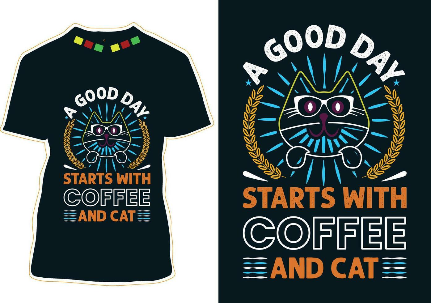 café gato camiseta Projeto vetor