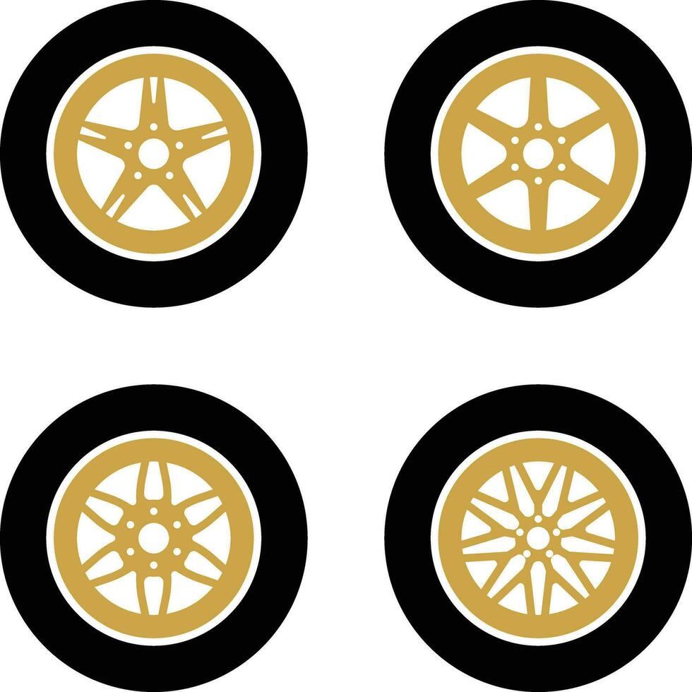 ícones de roda de liga de carro vetor
