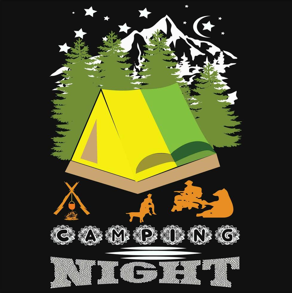 acampamento noite t camisa Projeto vetor