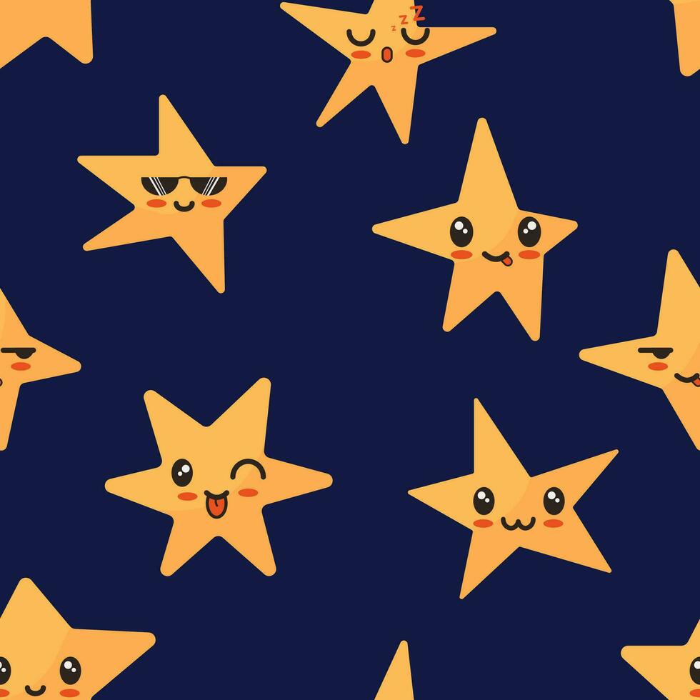 desatado Estrela kawaii padronizar. mão desenhado rabisco estrelas. vetor