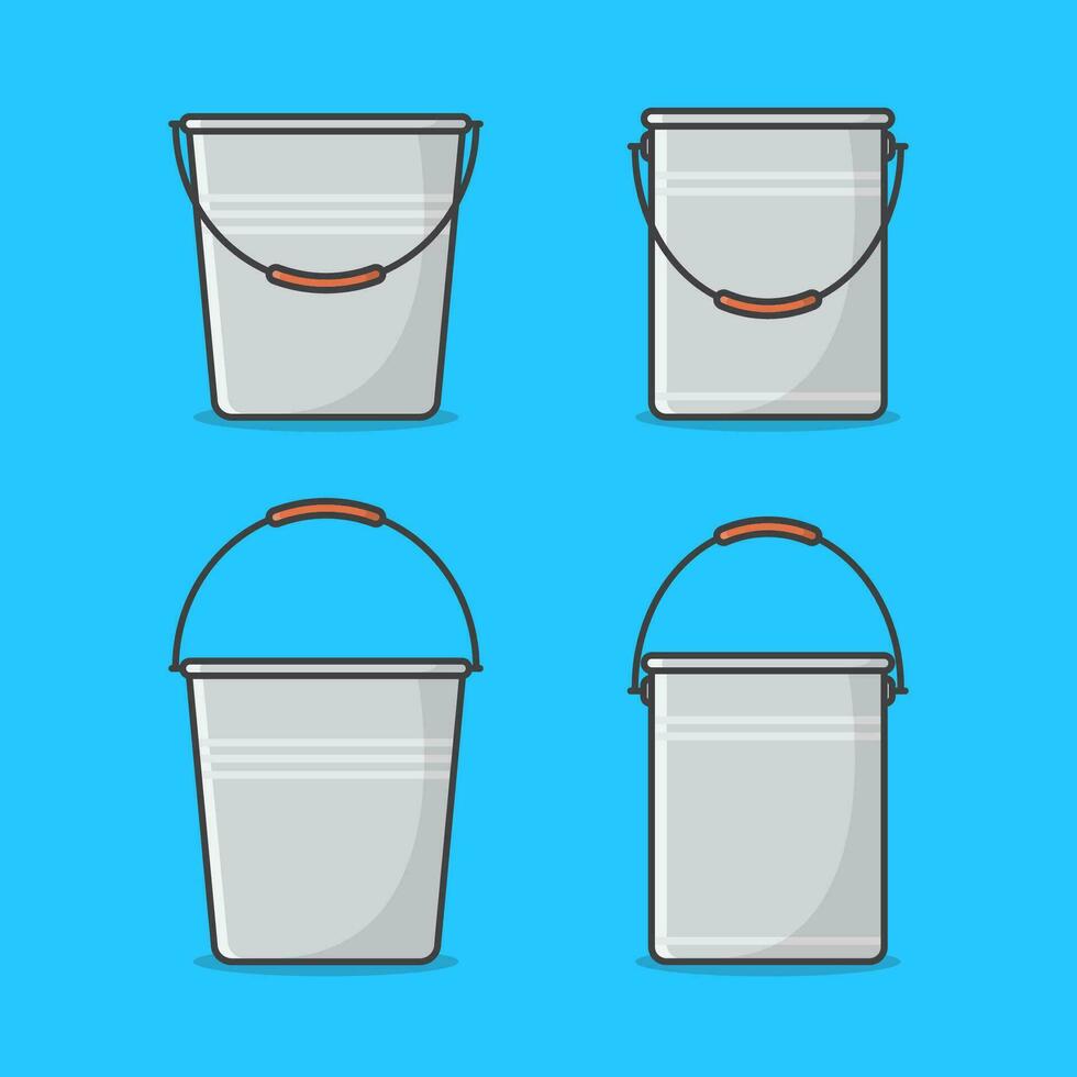 conjunto do metal balde vetor ícone ilustração. balde recipiente ícone