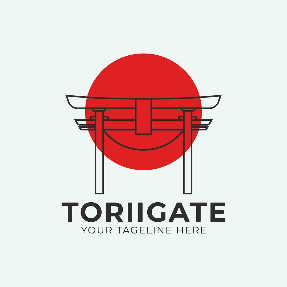 torii portão logotipo ícone projeto, portão imagens linha arte ilustração Projeto. vetor