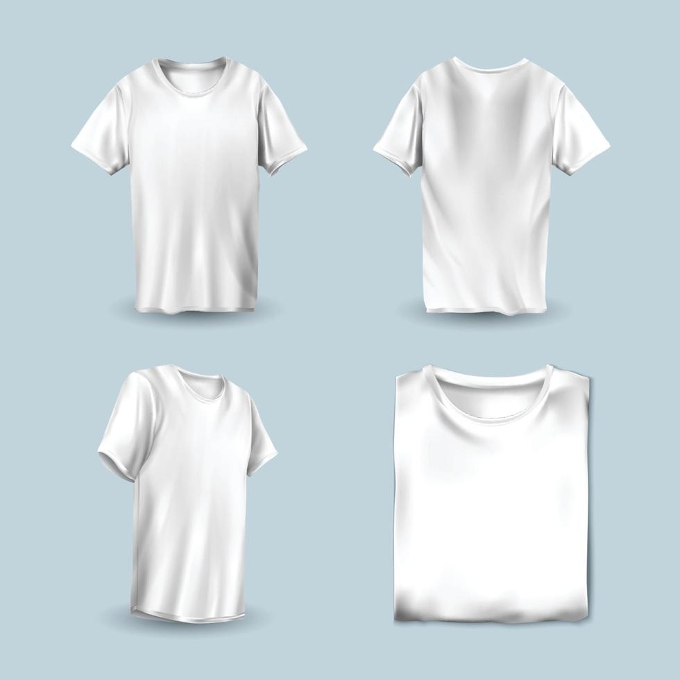 conjunto de modelo de camiseta branca vetor