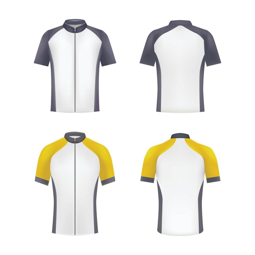 modelo de camisa de bicicleta em branco e preto e amarelo vetor