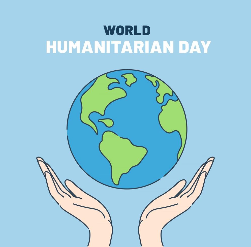 Dia Mundial da Humanidade, 19 de agosto. mãos humanas segurando terra limpa. vetor