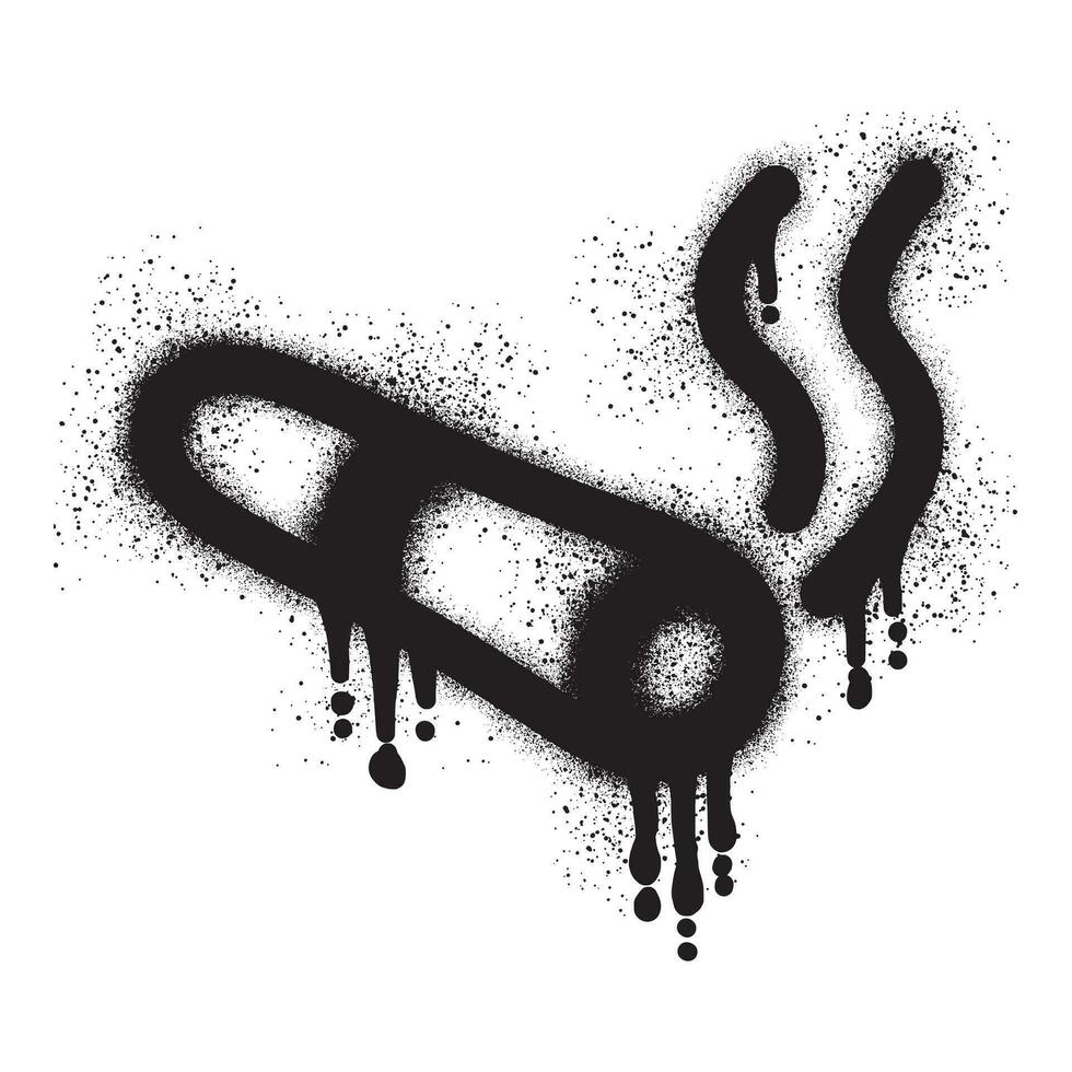 charuto ícone grafite com Preto spray pintura vetor