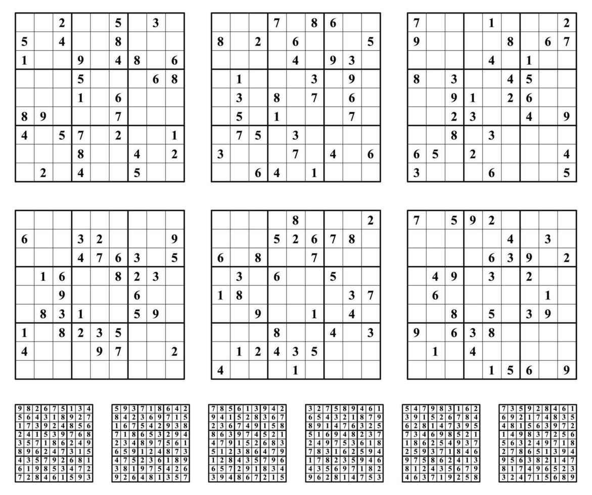 sudoku jogos conjunto com respostas médio dificuldade. 28598288 Vetor no  Vecteezy