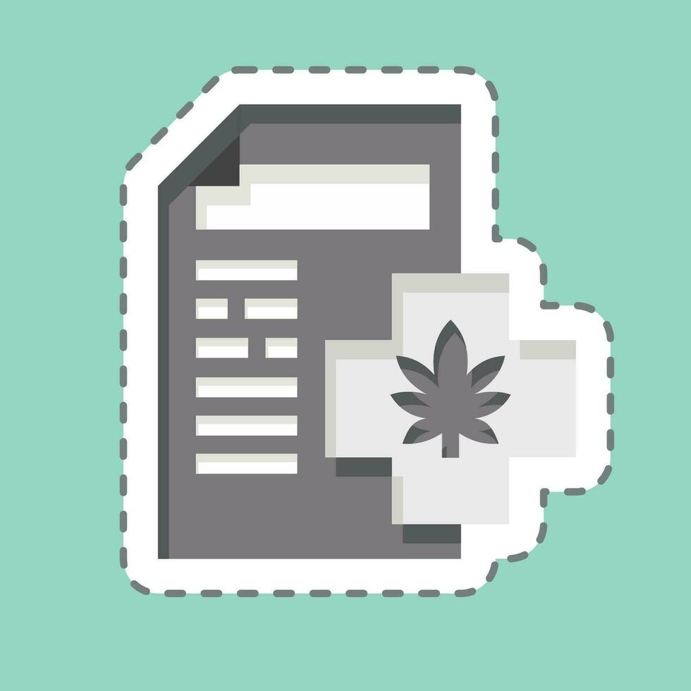 adesivo linha cortar cannabis licenças. relacionado para cannabis símbolo. simples Projeto editável. simples ilustração vetor